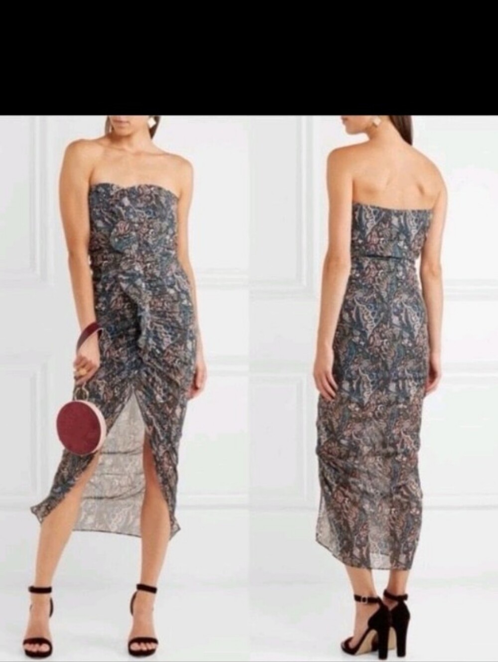 Veronica Beard Payton Silk Strapless Floral/ Paisley Print Dress Sz 2